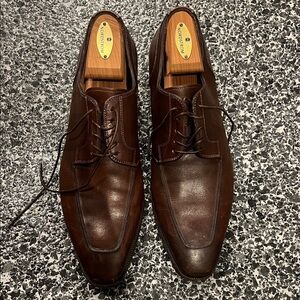 Santoni Rich Brown Leather Oxfords